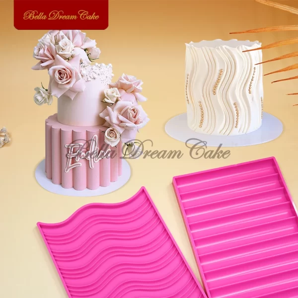 Molde de silicone para decoração do bolo de casamento, DIY Fondant, Bakeware Tools, Lace Mat, Design ondulado e cilíndrico, Chocolate Origami, 3D - Image 5