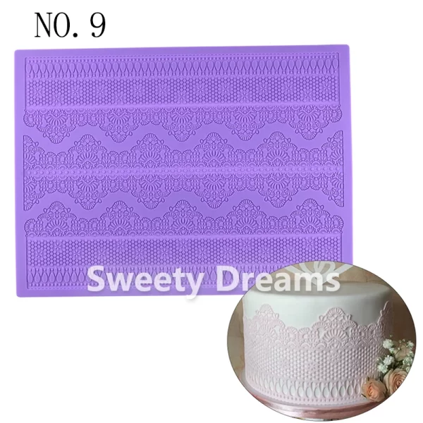 18 Estilos Molde de Silicone Esteira de Renda Fondant Ferramentas de Decoração de Bolo Biscoitos Cupcake Renda de Açúcar Esteira de Assar Bolo de Casamento - Image 6