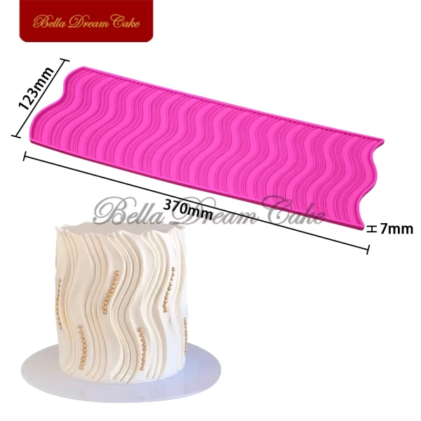 Molde de silicone para decoração do bolo de casamento, DIY Fondant, Bakeware Tools, Lace Mat, Design ondulado e cilíndrico, Chocolate Origami, 3D - Image 3